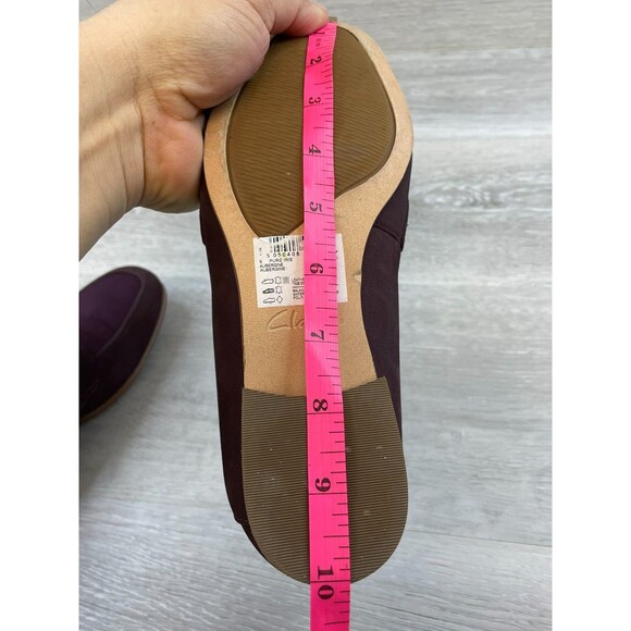 Clarks Pure Iris Women's US 7M Purple Leather Slip-On Driving Penny Loafer Shoes - Picture 9 of 10